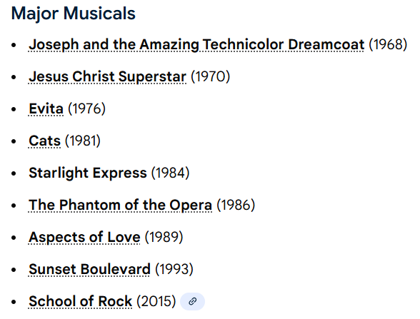 Andrew Lloyd Webber's body of work